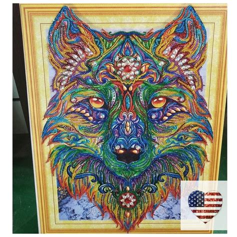 Usa Wolf Diamond Painting Special Shaped Diamonds 50x40 Cm Kit Partial