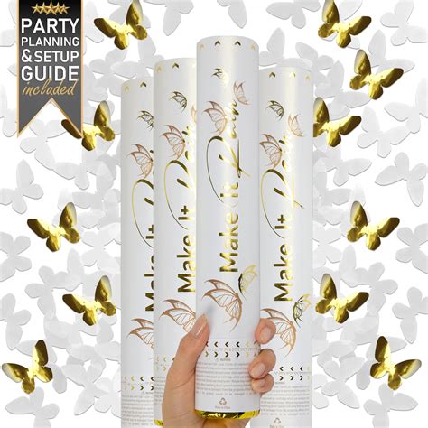 Buy White Butterfly Confetti Poppers Pack White And Gold Confetti