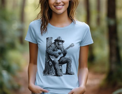 Bigfoot Guitar Shirt Gift For Outdoor Lover Sasquatch Shirts Hiking