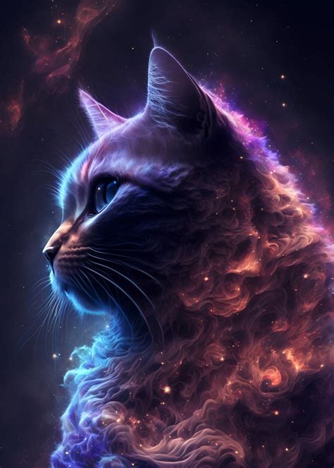 Space Cat Poster Picture Metal Print Paint By Sinnois Displate