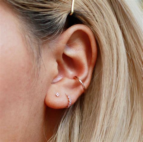 Dainty Crystal Rose Gold Cartilage Hoop Astrid And Miyu Earrings