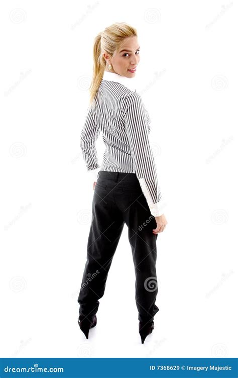 Back Pose Of Female Looking At Camera Stock Image Image Of Blond