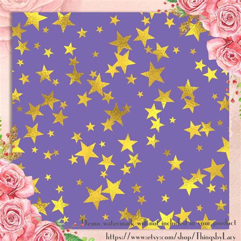 Seamless Gold Foil Star Digital Papers X Inch By Artinsider