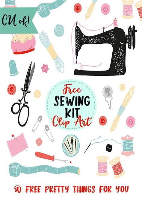 Free Sewing Kit Clip Art Elements | Sewing logo, Sewing art, Clip art ...