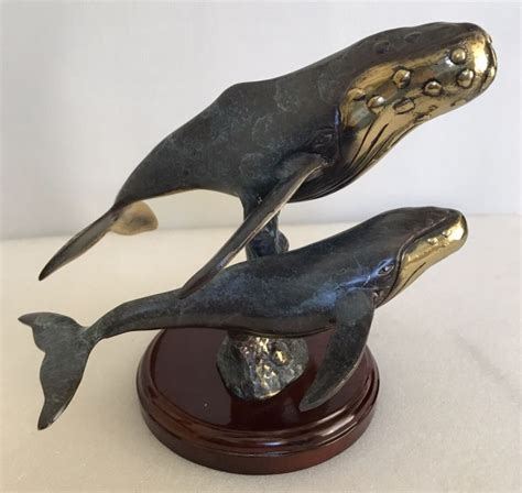 Sculpture Bronze Brass Metal Whale Sculpture By Burn Humpback