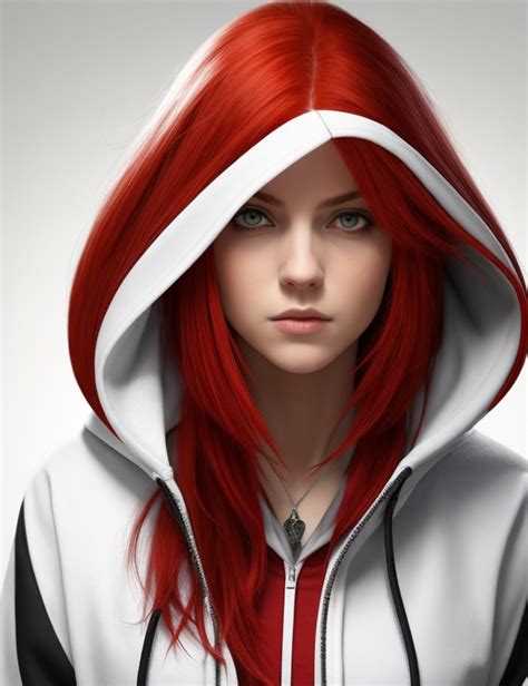 Young adult female assassin with crimson hair and a white hoodie : r ...