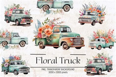 Vintage Truck Watercolor Clipart Graphic By Folv Creative Fabrica