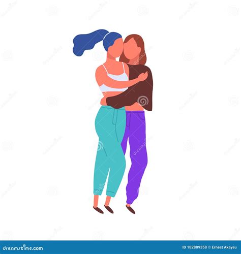 Cartoon Lesbian Women Couple Kissing And Loving Vector Illustration CartoonDealer 205625902