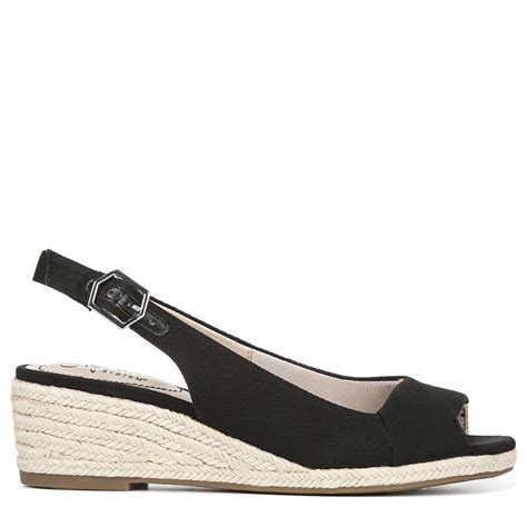 Lifestride Synthetic Socialite Espadrille Wedge Sandals In Black Save