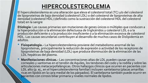 Hipercolesterolemia Causas Síntomas Y Tratamiento Ppt