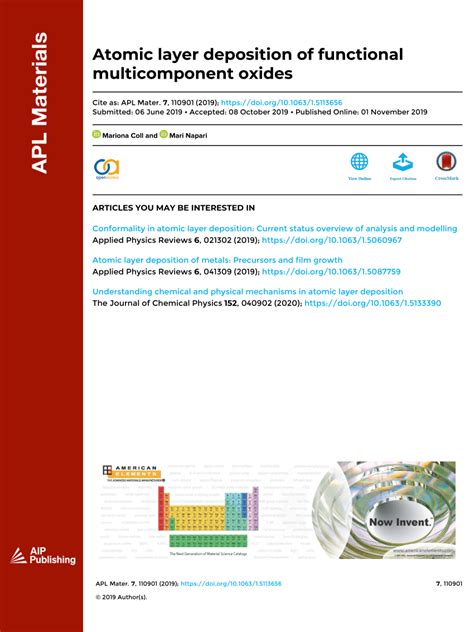 PDF Atomic Layer Deposition Of Functional Multicomponent Oxides