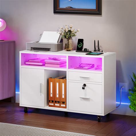 Free Shipping Dextrus Wood File Cabinet With LED Light And Lock 2