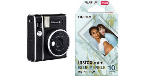 Fujifilm Instax Mini Instant Camera And Blue Marble Instant