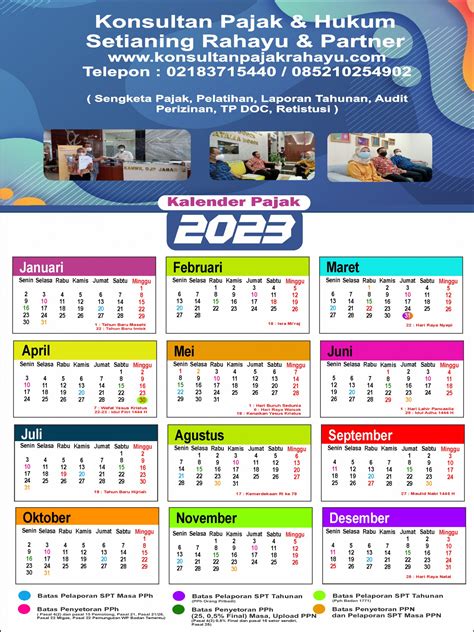 Kalender Pajak 2023 Konsultan Pajak Rahayu Bogor Jasa Spt Tahunan