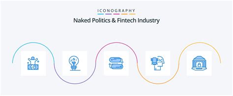 Naked Politics And Fintech Industry Blue Icon Pack Including Bank