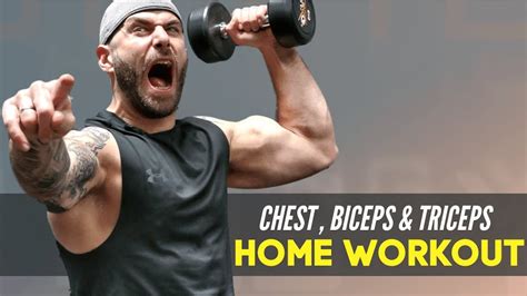 Minute Chest Bicep And Tricep Workout At Home With Dumbbells Youtube