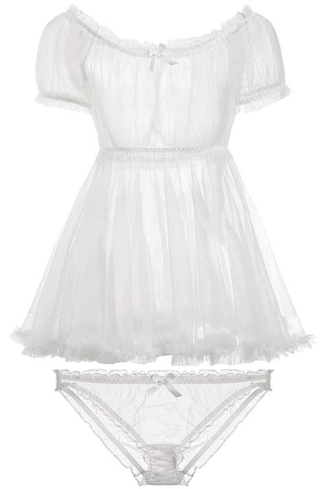Sexy Sheer White Lace Babydoll Lingerie Set ShopperBoard