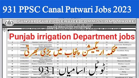 Ppsc Canal Patwari Jobs Ppsc Gov Pk Entire Result