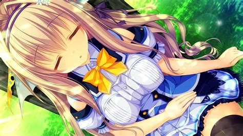 Wallpaper Illustration Blonde Long Hair Closed Eyes Anime Girls