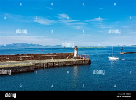 Sailing ship passing out of Ardrossan harbour in Ardrossan North ...