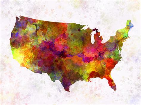 USA Map In Watercolor Painting By Pablo Romero Fine Art America