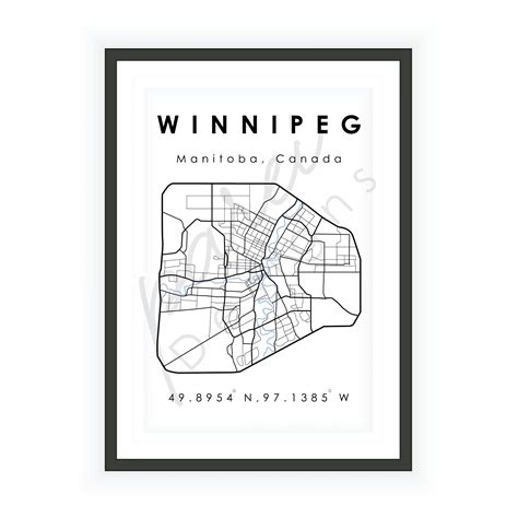 Winnipeg Mb Map Winnipeg Manitoba Digital Map Minimalistic Digital Map