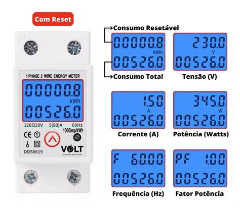 Medidor Consumo De Energia Monofasico V V A Reset Mebuscar Brasil