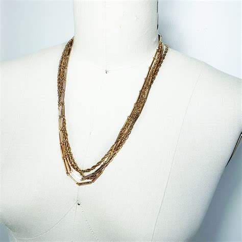 Multi Strand Gold Vintage Trifari Gold Chain Necklace Etsy