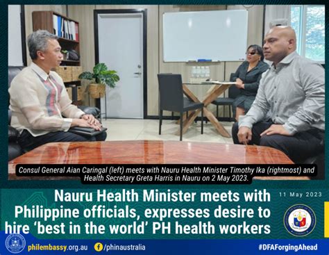 Nauru Health Minister Meets With Philippine Officials Expresses Desire