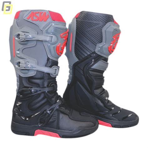 Bota Asw Elevate Preta Cinza Escuro Trilha Motocross Enduro