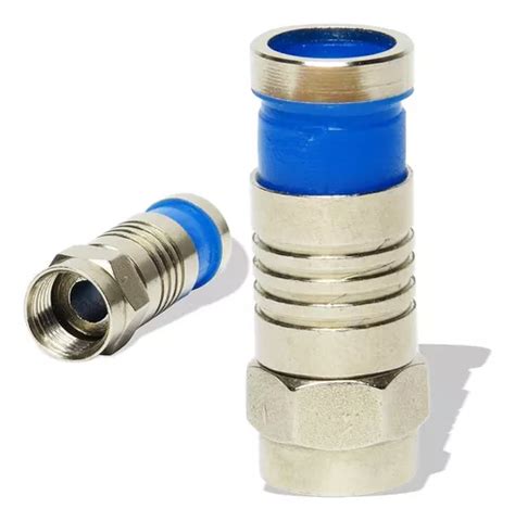 Conector Coaxial De Compress O Rg Metal Azul Pct P S Mercadolivre