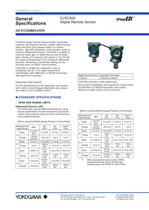 Pdf Ejxc A Digital Remote Sensor Yokogawa Electric Ejxc A