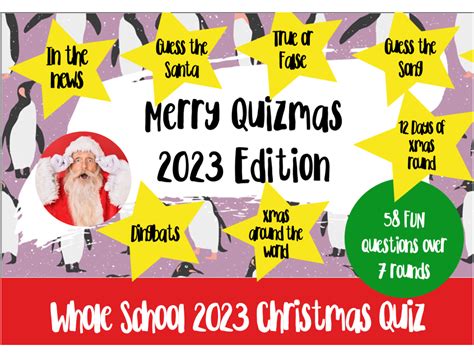 Christmas Xmas Fun Quiz 2023 Whole School Secondary Teaching Resources