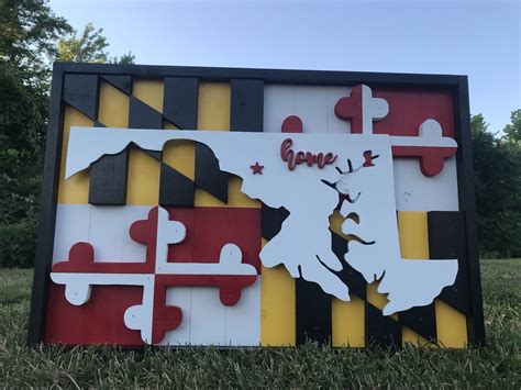 3D Traditional Maryland Flag With State of Maryland & Home - Etsy