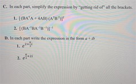 Solved C In Each Part Simplify The Expression By Getting