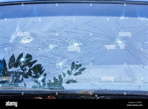 Broken Glass Car Glass Cracked From An Accident Armored Glass After Impact Glass Reinforced