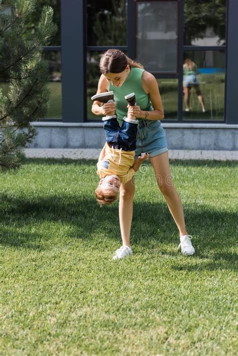 Caring Mother In Bathrobe Holding In Stock Image Image Of Naked Smiling