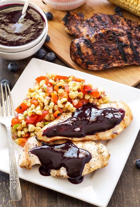 Grilled Chicken With Blueberry Barbecue Sauce And Corn Salsa Recipe Barbecue Sauce Corn