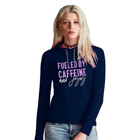 Blessed Girl Womens Long Sleeve Hooded T Shirt Caffeine