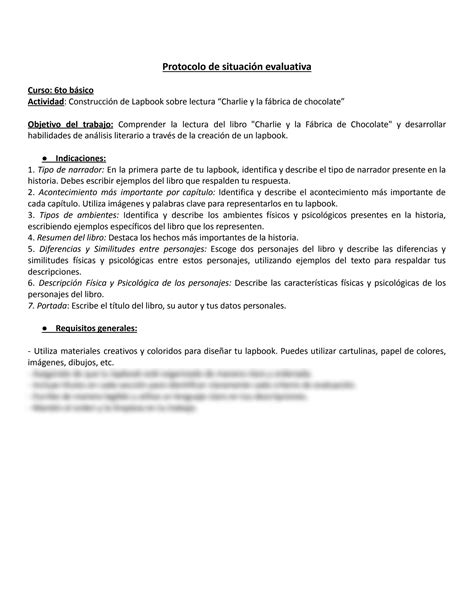 SOLUTION Protocolo de evaluación y rúbrica global lapbook Charlie y