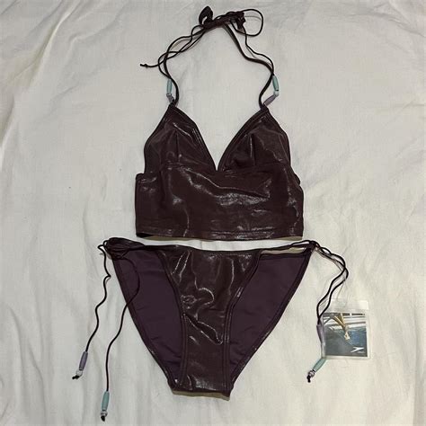 Speedo Halter Neck Purple Cannes Sparkling Wet Look Depop