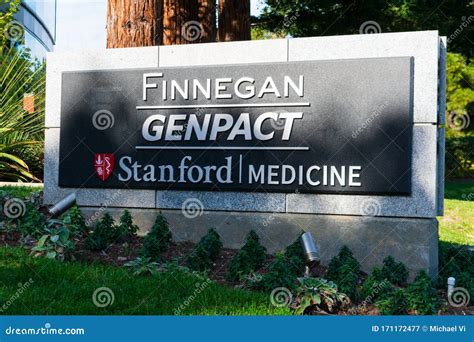 Stanford Medicine Sign At The Entrance To Campus Building In Silicon