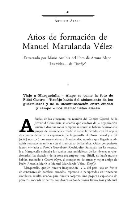 A Os De Formaci N De Manuel Marulanda V Lez