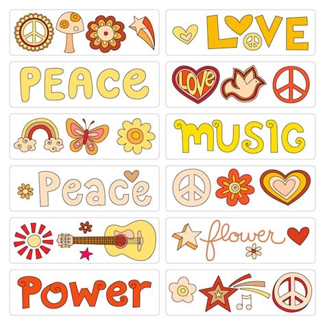 Premium Vector Peace And Love Set