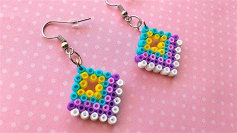 Colorful Pixel Earrings Multi Colored Diamond Shaped Geometric Dangle