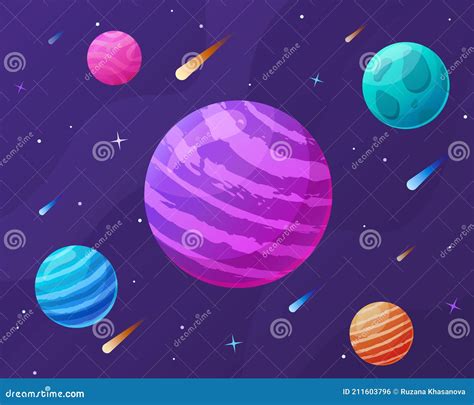 Conjunto Vetorial De Planetas Coloridos De Desenho Animado Ilustra O