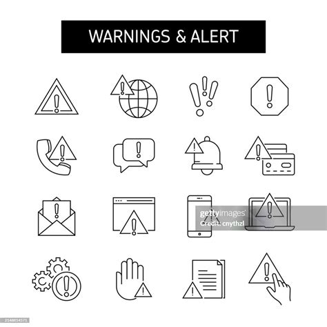 Warnings And Alert Line Icon Set Exclamation Mark Error Stop Attention