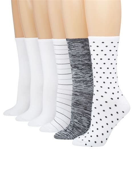 Womens Comfortblend Crew Socks 6 Pair Multiple Colors