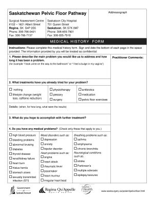 Fillable Online Medical History Form Pelvic Floor Pelvic Floor Fax