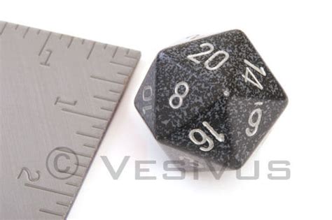 Dice Jumbo 20 Sided 34mm Silver Ninja Black Big D20 Dandd Large